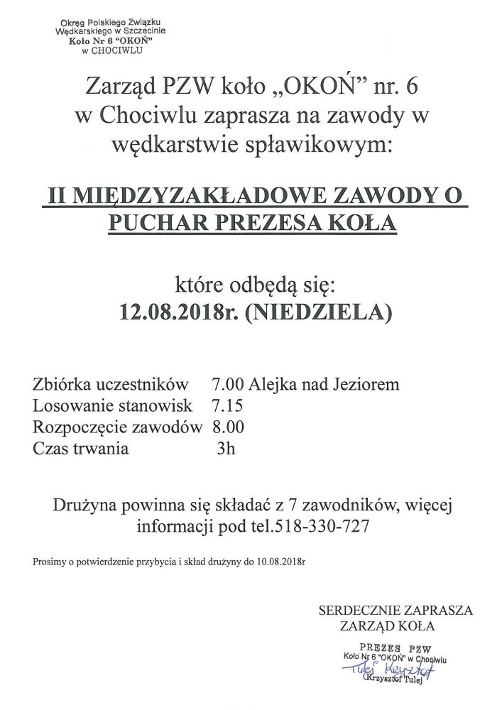 II Międzyzakładowe Zawody Wędkarskie