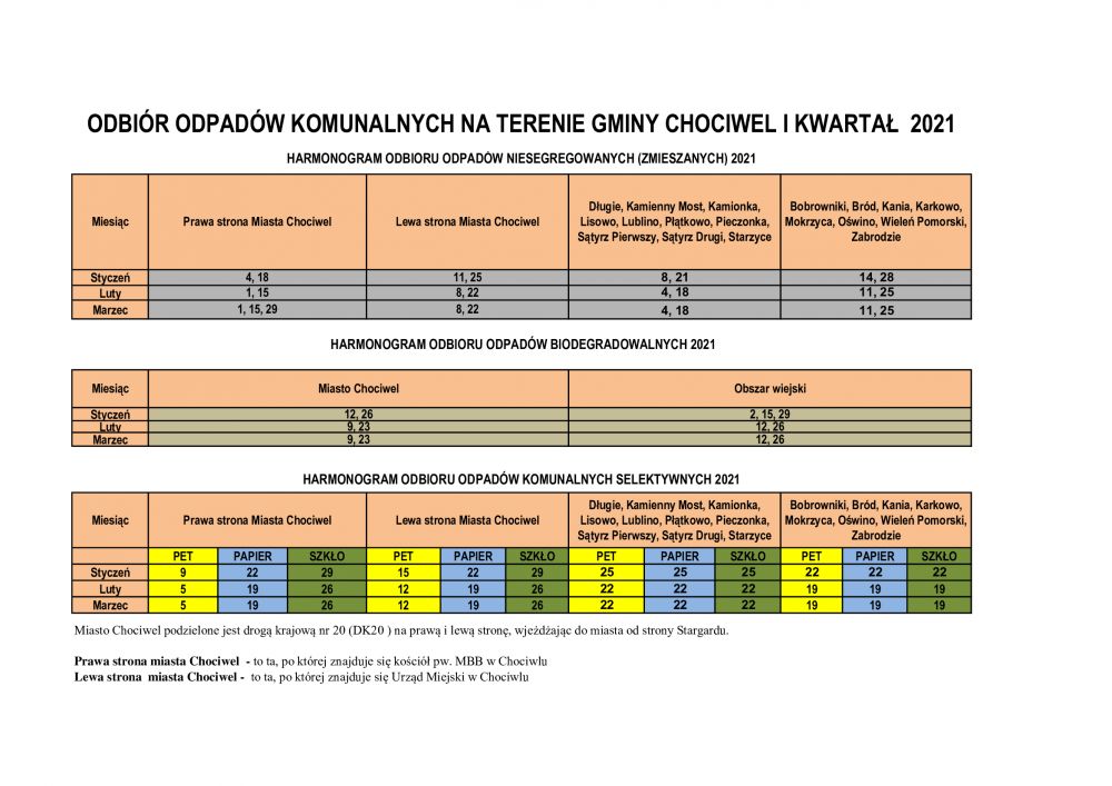 Uwaga! Zmiany w harmonogramie odpadów na 2021 rok
