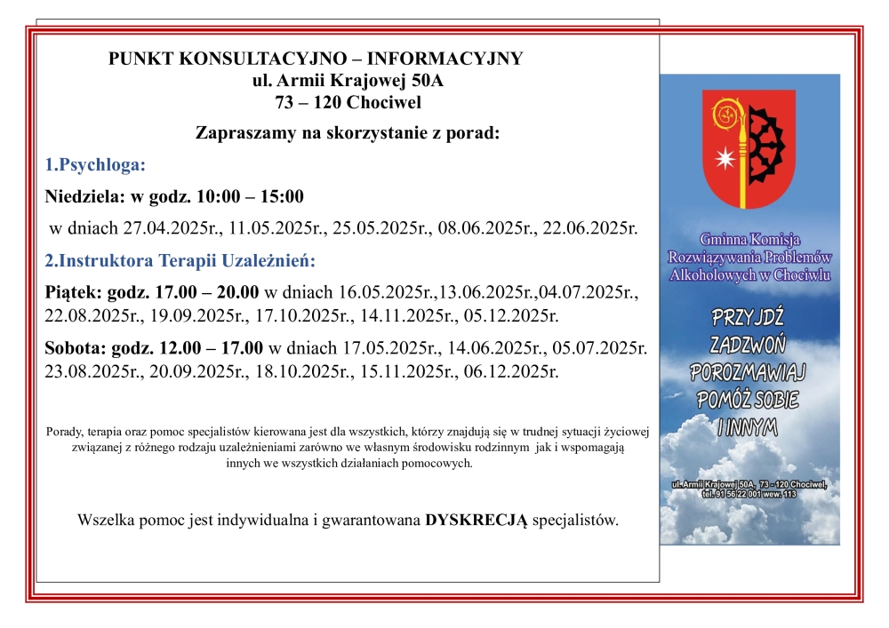 Punkt informacyjno - konsultacyjny zaprasza