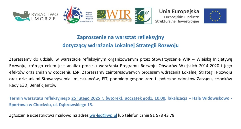 Zaproszenie na warsztat refleksyjny